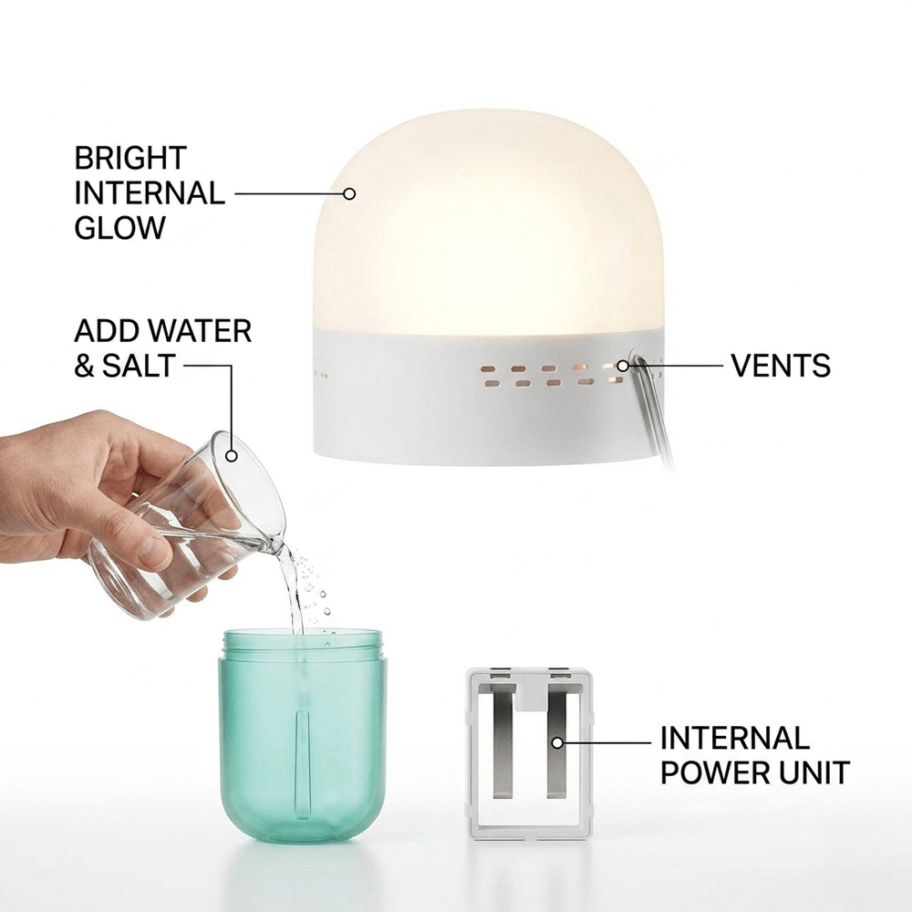 Power Outage Light - Lámpara de sal portátil compacta de