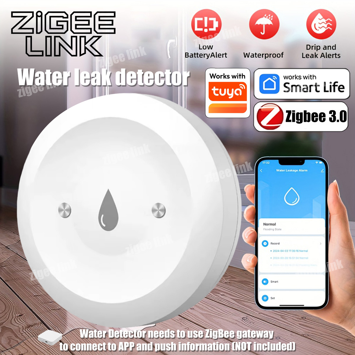 Water Alarm Sensor - Sensor de Agua ZigBee 3.0, Detector